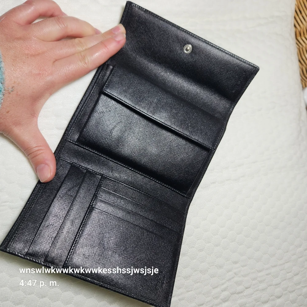 Prada  Tri-fold Triangle Logo Leather Wallet - Picture 7 of 10